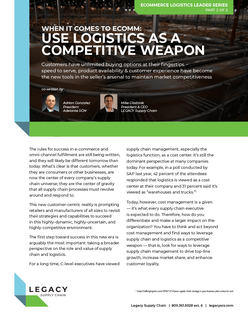 Logistics as a competitive weapon