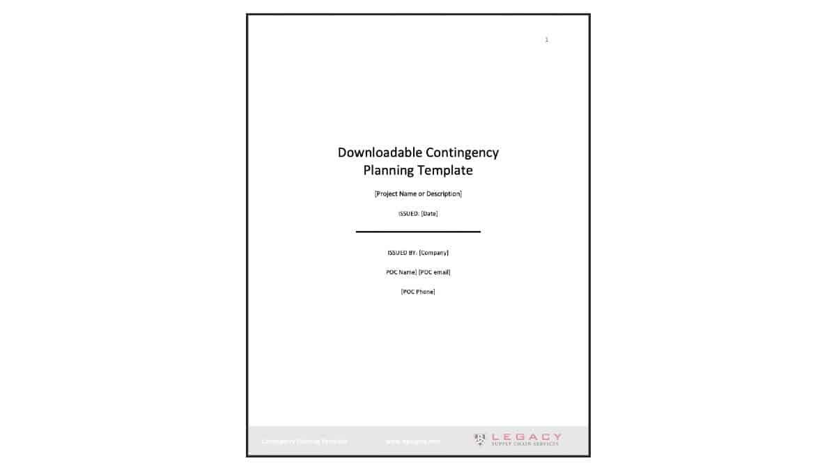 Free Downloadable Warehouse Contingency Planning Template
