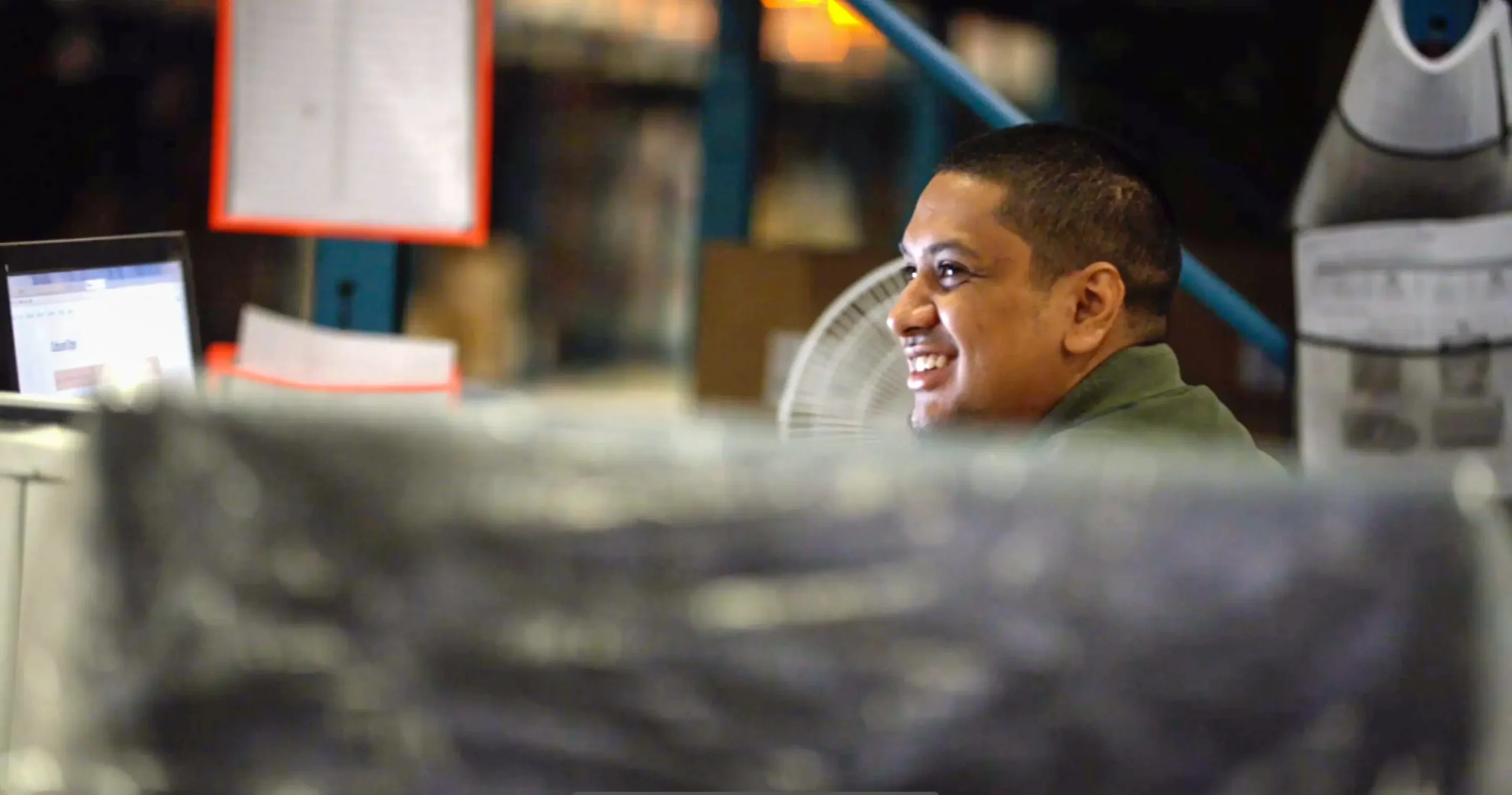 Legacy employee at warehouse close up working on ecommerce fulfillment