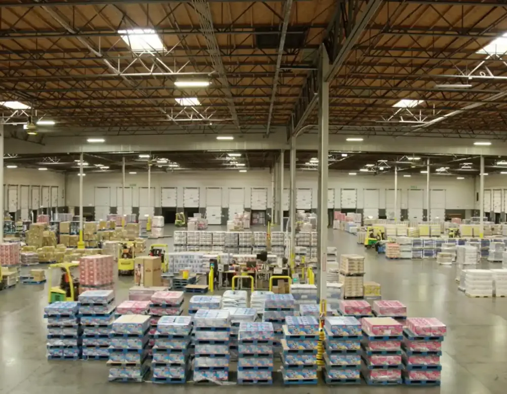 A cross-docking station in a warehouse.