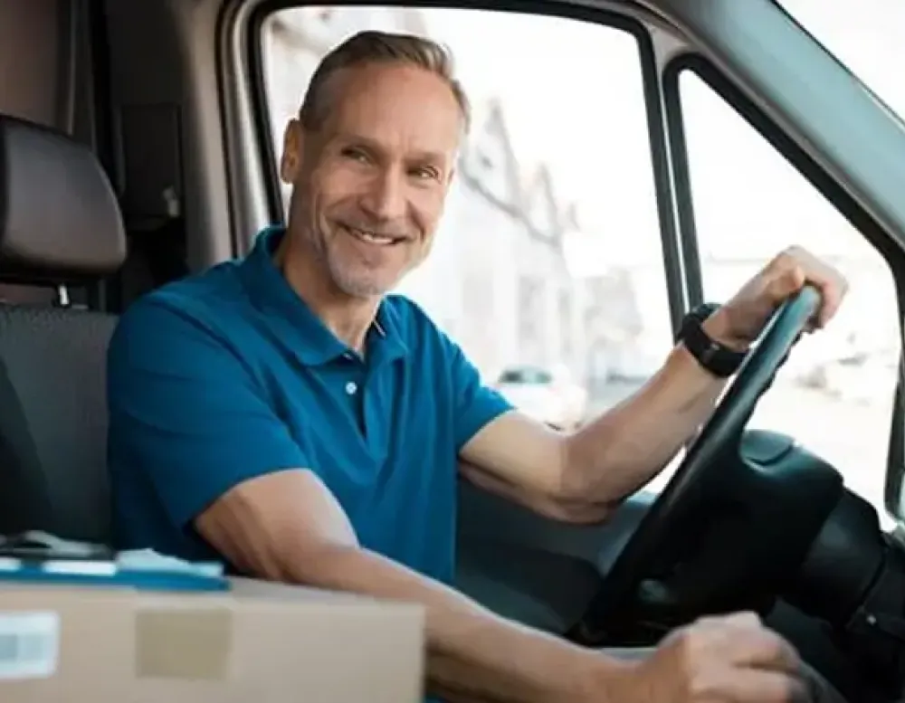 Man driving truck